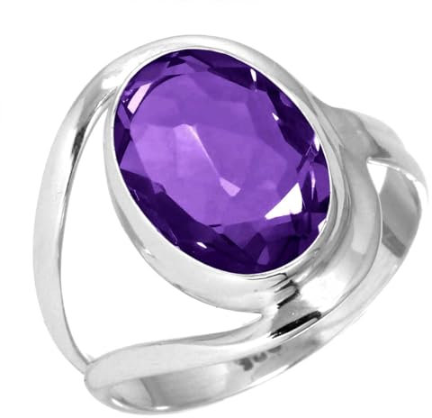 Jeweloporium Lila Amethyst Quarz Silberring Größe 66 (21,0), 925 Sterling Silber Ring für Damen, Ovaler Stein Handgefertigter Schmuck