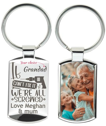 Personalised Dad Keyring Fathers Day Gif from Daughter Daddy First Key Chain from Baby Custom Photo Engraved Father's Day Gifts Daddy's Little Girls Keepsake Dada Grandad Uncle Keychain Birthday