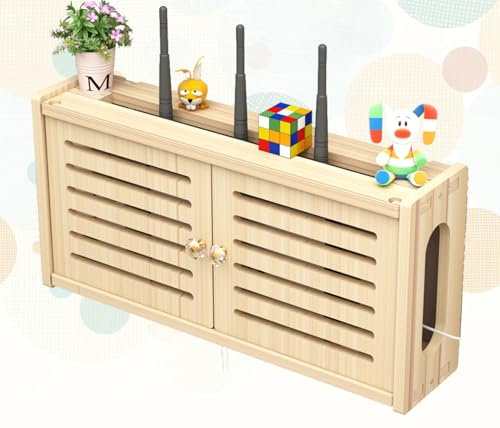WLAN Box Verstecken,Router Schrank Weiss Router Box Holz Wand Storage Shelf Small Wood Wandmontierte Regale,C-48x24cm
