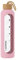 Wessper Bouteille d'eau en Verre 0.5L, Gourde Reutilisable, en Borosilicate, Avec Marqueur de Temps de Motivation, Couvercle en bambou, En silicone, pour Enfant et Adultes, Sport, Camping – Rose