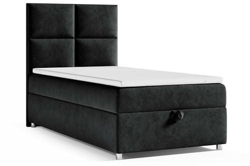 Best For Home - Trinity K-2 Boxspringbett 100x200 Single Bonellfederkern | Boxspringbett mit Matratze und Topper | Boxspringbett mit Bettkasten | Einzelbett mit Stauraum | Polsterbett - mit Lieferung