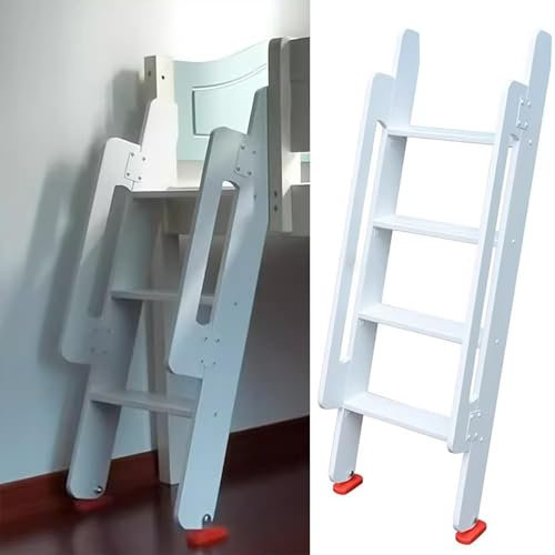 Scala Letto a Castello Scala Soppalco/Dormitorio/Letti per Bambini Scala di Ricambio in Legno Bianco, Scala Laterale per Camper Camper/Letti A Castello Doppi con Pedata Larga E Staffe (Color : White