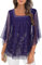 Flikity Women's Going Out Tops, Ruffle Blouses for Women UK Square Neck Tops Ladies Tops Size 20-22 Floral Blouses Business Casual Work Daily Wear Loose Tops Purple 2XL
