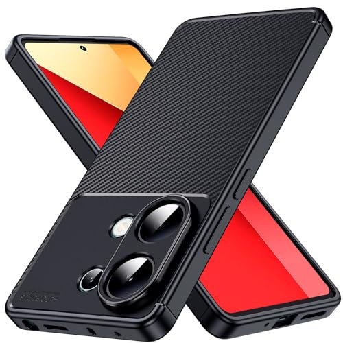Oududianzi - Cover per Xiaomi Redmi Note 13 Pro 4G / Poco M6 Pro 4G [Texture Fibra di Carbonio] Custodia Redmi Note 13 Pro 4G Silicone TPU Morbido Antiurto - Nero
