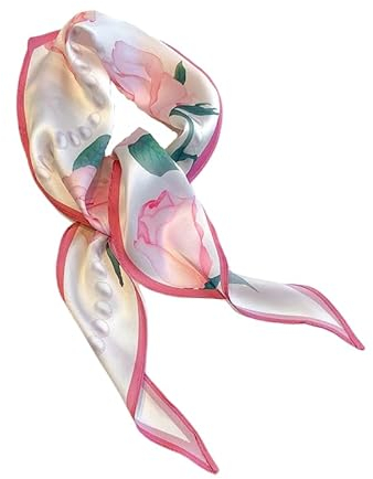 GIMIRO Sciarpa in raso, 120 cm x 36 cm, con rombo colorato, per cappelli, blazer, camicette, abiti, gonne, cinture, cravatte, Rosa - Pink Rose, 120cm x 36cm