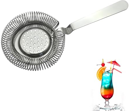 Cocktail Strainer, Colador de Cóctel, Colador para Bar de Acero Inoxidable, Colador para Coctelería, Con Muelle Espiral Extraíble, Filtros para Cócteles, Para Bar Restaurante Casa (Plata)