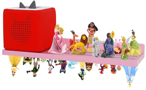 PHOENANCEE Für Tonies Regal, magnetisch, für Toniebox-Figuren, Aufbewahrungsregal, 30–36 Charaktere, schwebende Wandregale, Holz, kompatible Ladestation für Kinderzimmer, Eiche, 1 Etage