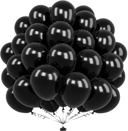 Unisun Schwarze Luftballons, 50 Stück 12Zoll Schwarze Luftballons, Schwarze Luftballons Für Männer Frauen Geburtstagsfeier Babyparty Hochzeit Halloween Neujahr Abschlussfeier Festival Jahrestag Deko