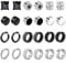 12 Paar Magnet Ohrringe Herren Damen Edelstahl Fake Creolen CZ Nicht Durchdringende Clip Ohrstecker Ohne Ohrloch Ohrclips Non Piercing Set Silber Schwarz