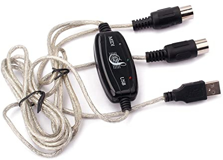 USB-Schnittstelle zu MIDI-Konverter, Musik-Tastatur, Klavier auf PC, Laptop, Musikstudio-Kabel, Adapterkabel für Keyboard, Klavier, Midi-Kabel auf USB, für Keyboard, Klavier, Midi-Schnittstellenkabel,