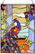 YOURANJU Pfau Buntglas-Fensterdekoration, handgefertigt, 40,6 x 27,9 cm, Tiffany-Stil, rechteckig, perfekt für Wohnzimmer, Schlafzimmer, Küche, Fensterdekoration, Aufhängung mit Kette