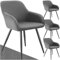 tectake® 4X Esszimmerstuhl, Sessel bequem mit Armlehne, Polsterstuhl, Cord Cocktailsessel, Loungesessel für Wohnzimmer, Esszimmer, Moderne Küchenstühle, Bürostuhl - grau/schwarz