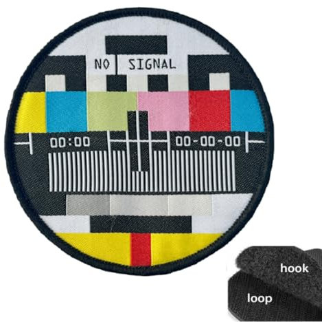Vintage Patches Klett Drucken No Signal Retro Fernseher Klett Patch Aufnäher Applikation für DIY Kleidung Rucksäcke, Jacken, Jeans