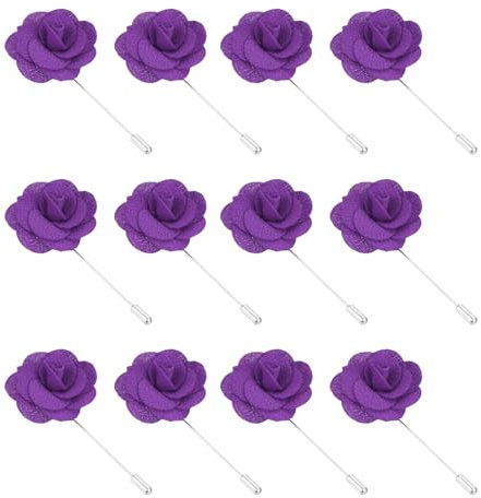 PATIKIL Épingles de Boutonnière en Fleur, 12 Pièces Épingles de Revers de Camélia Faites à la Main pour Hommes et Femmes Costume Mariage Anniversaire Broche Accessoires de Tenue, Violet