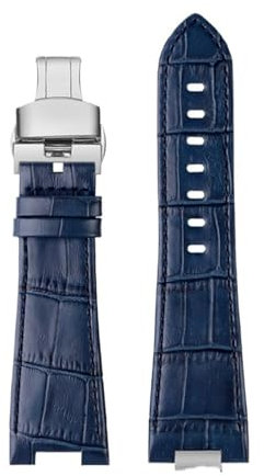 FRSWEQY 1853 Lederarmband mit konvexem Ende, passend for Tissot PRX-Serie, Riemen, T137.407, T137.410, Herrenarmband, Handschlaufe, 26 x 12 mm(A blue Folding)