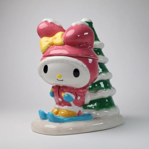 Blue Sky Clayworks My Melody 23775 - Tarro de galletas de Navidad para esquí y invierno, 9.3 pulgadas de altura, accesorios para el hogar y la cocina, cerámica, 23775