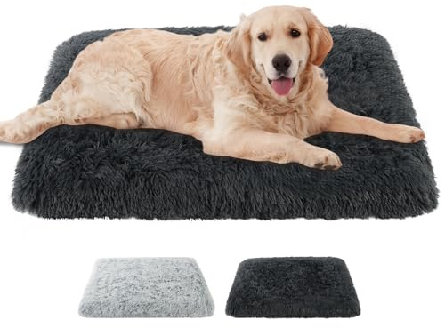 Aomig Hundebett Quadratisches Katzenbett Plüsch Katzendecke (Dunkelgrau) | Flauschiges Hundebett Waschbar Hundematte Hundekissen Hundekorb Weiche Polsterung Hundesofa Kleine Grosse Mittelgroße Hunde