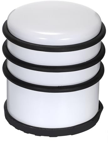 IGNPION 1 kg Edelstahl-Türstopper, robuster Metall-Bodentürstopper mit Gummipufferring, kein Befestigungsdesign (weiß, 7,5 x 8,5 cm)
