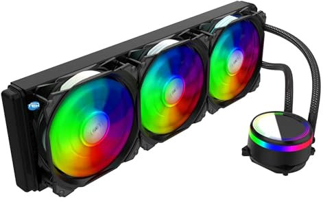 SIMPLETEK - All in One RGB 360mm CPU-Kühler | M360 | Sockel AM5 AM4 AM3 AM2+ AM2 FM1 TR4 | Schwarz, 3 x 120mm Lüfter