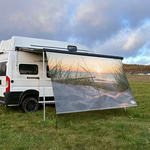 CAMPIDOO Textil Sonnensegel OSTSEE-Strand | Höhe 200cm | hochwertiger Fotodruck inkl. Keder-Befestigung | Markisen-Vorderwand - Länge/Keder: 300cm / 5 mm