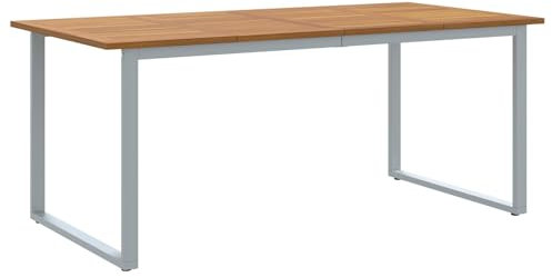 vidaXL Gartentisch Grau 180 x 90 x 75 cm Massivholz Akazie, Esstisch aus Akazie, moderner Garten und Terrasse, langlebig für draußen, Stahlrahmen, Elegante wetterbeständige Oberfläche
