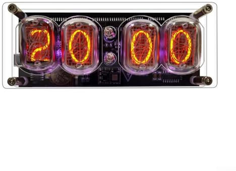 IN12 Nixie Uhr, LED-Röhrenuhr, 114 x 46 mm, Acryl, RGB-Atmungslicht, Power-Off-Memory, USB-Netzteil, kann als Dekoration verwendet werden
