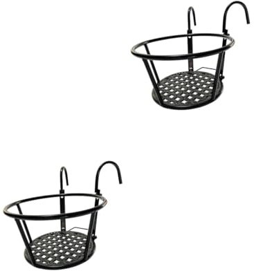 Toddmomy 2 Stück Balkon Blumenständer Draht Hängegeländer Pflanztopf Pflanzkorb Zaun Außengeländer Topfregal Pflanzenaufhänger Halterung Ständer Blumentopf Aufbewahrungsständer