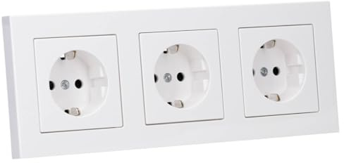 JUNG Serie A 3x SCHUKO Steckdose Safety Set Alpinweiß | mit 3x A1520KIWW Steckdose mit Berührungsschutz, A5583BFWW Rahmen 3-fach