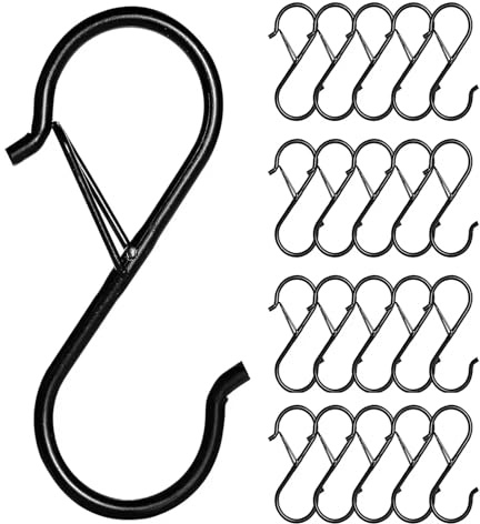 Gvrxec 20 Ganci a S Grandi, con Fibbia di Sicurezza, Portata 10 kg, Ganci in Ferro, per Appendiabiti con Diametro Massimo 3 cm