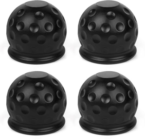 AOHEWEI 4 pièces de Cache pour Boule d'attelage, Capuchon de Protection en Caoutchouc Souple de 50 mm pour remorque, Caravane ou Camion, Noir
