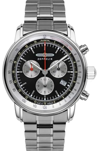 Zeppelin LZ 14 Marine Quartz Chronograph (42mm) Black Dial/Stainless Steel Bracelet 8888MB-2