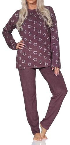 Normann Damen Frottee Schlafanzug Langarm Pyjama in edler Sterne Optik - auch in Übergröße