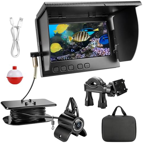 Underwater Fishing Camera 4.3 IPS, Fish Finder with Night Vision | 1080P HD, 220° Wide Lens, IP68 Waterproof, 5000mAh Battery, 8-10hrs, 6 Ir Lights, 100kg Load, Ice/River/Boat, Angler Gift