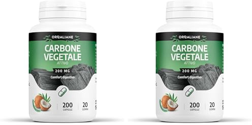 Carbone Vegetale Attivo - 200 mg - 200 capsule (Confezione da 2)