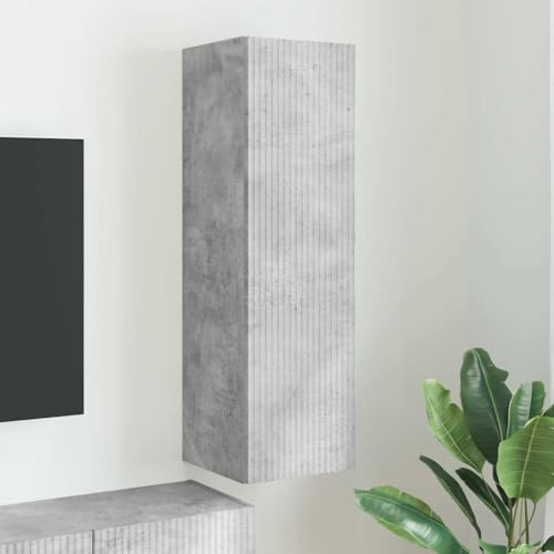 Tonture Meuble TV Mural en Bois d'ingénierie béton 30 x 31 x 100 cm avec Porte pivotante et étagères, Rangement Suspendu Design Moderne pour Salon Chambre séjour