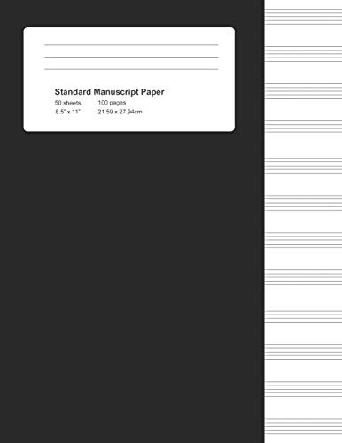 Standard Manuscript Paper: Black Cover Blank Sheet Music Notebook