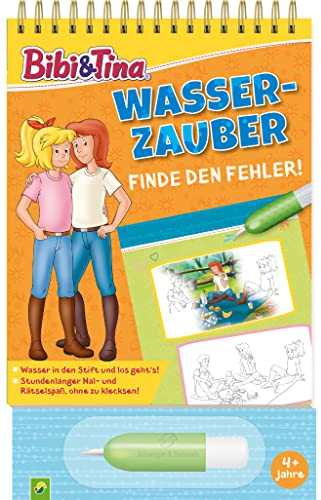 Bibi & Tina Wasserzauber | Finde den Fehler. Einfach mit Wasser malen: Mal- und Rätselbuch mit Wassertankstift für Kinder ab 4 Jahren