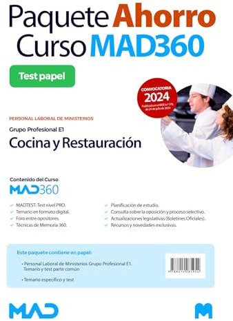 Oposiciones Cocina y restauración (Grupo E1). Paquete Ahorro de Libros y Curso MAD360