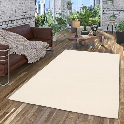 Theko Natur Teppich Berber Aruna Uni Wollweiss in 7 Größen