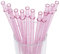 DAKOUFISH 9 Inch Reusable Plastic Glitter Sparkle Drinking Straws,BPA-Free,for 16oz 20oz Tumblers/Jars,12 Straws with One Cleaning Brush (9inch Pink)