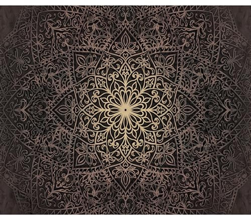 decomonkey Fototapete Mandala 400x280 cm XL Tapete Wandbild Wandbild Bild Fototapeten Tapeten Wandtapete Wandtapete Orient Muster Ornament schwarz Holz braun