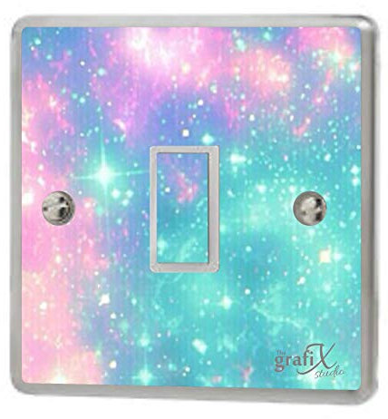 Girls Pink & Blue Light Switch Sticker Vinyl/Skin Cover, sw152