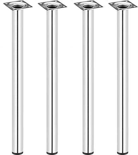 PrimeMatik - Pieds de Table Rond pour Meubles et Bureau en Acier chromé 75cm 4-Pack