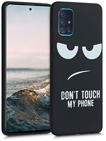 kwmobile Hülle kompatibel mit Samsung Galaxy A51 - Handyhülle Silikon Case - Don't Touch My Phone Weiß Schwarz