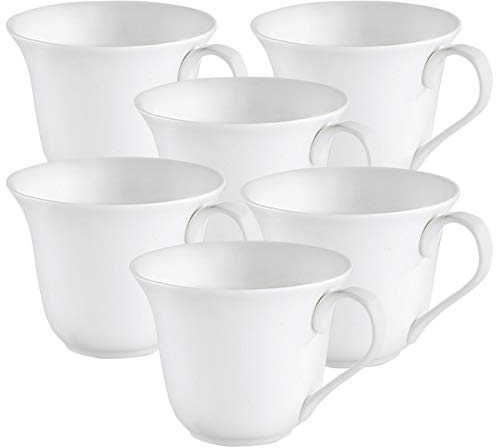 Rosenstein & Söhne Henkel-Tassen für Kaffee: 6er-Set Porzellan-Tassen in Herzform (Tasse Herzformn, Henkel-Tasse für Tee, Schokolade)