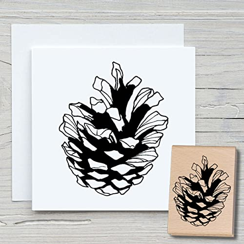 NEWSTAMPS Stempel Kiefernzapfen Motivstempel aus Holz & Gummi zum Karten und Geschenke basteln, Holzstempel für Weihnachten, Weihnachtskarte, Advent, Scrapbook, Textilstempel, Deko, Freunde