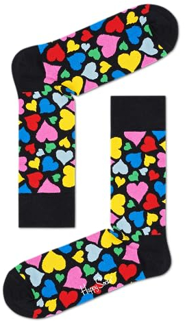 Happy Socks Unisex Heart Socken, Nero, Rosa, Rosso, Verde, Giallo, Blu, 41-46