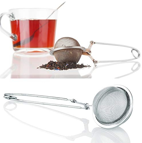 BIGKASI 6 Pcs Pince à Thé, Cuillere à Thé Infuseur Boule Thé Acier Inoxydable avec poignée pour Filtre Feuilles de thé Epices Argent