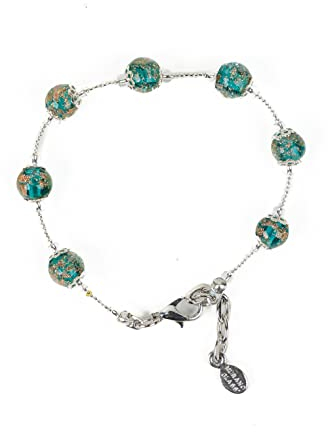 Sospiri Venezia Armband für Damen mit 7 Murano-Glasperlen Durchmesser 8 mm Originalschmuck aus Murano-Glas Geschenkidee Zertifiziert Hergestellt in Italien (Grün)
