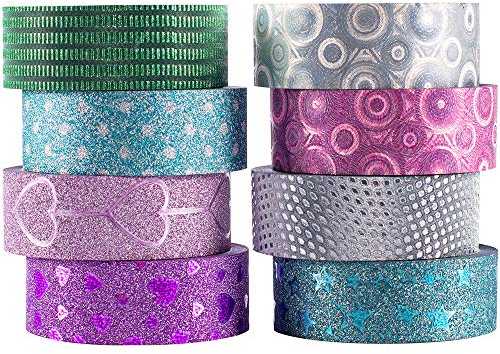 YUBX Glitzer Washi Tape Set VSCO Folie Masking Tape Dekoratives Klebeband Bunt für DIY Handwerk Bullet Journals Planer Scrapbooking Verpackung